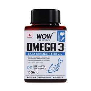 WOW Life Science Omega-3 1000mg Fish Oil - 60 Capsules
