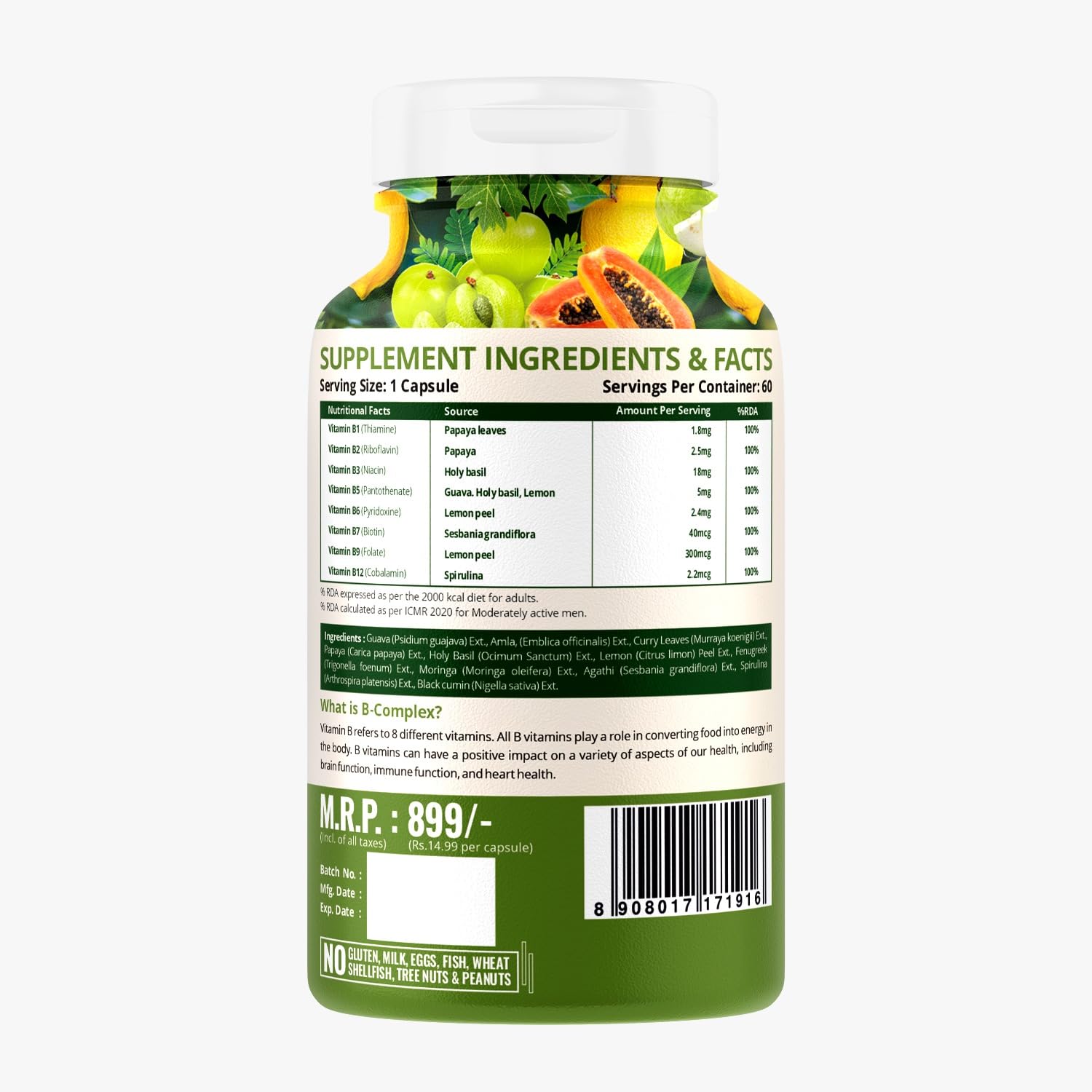 Naturelife Plant Based Vitamin B Complex - 60 Capsules - Image 3